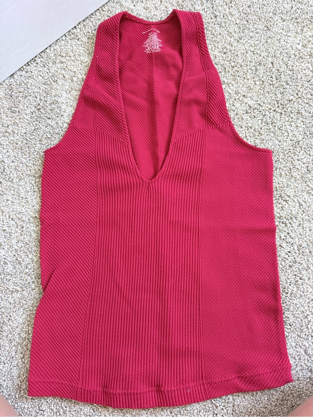Free People Women’s Deep V Ribbed Tank Top - Red